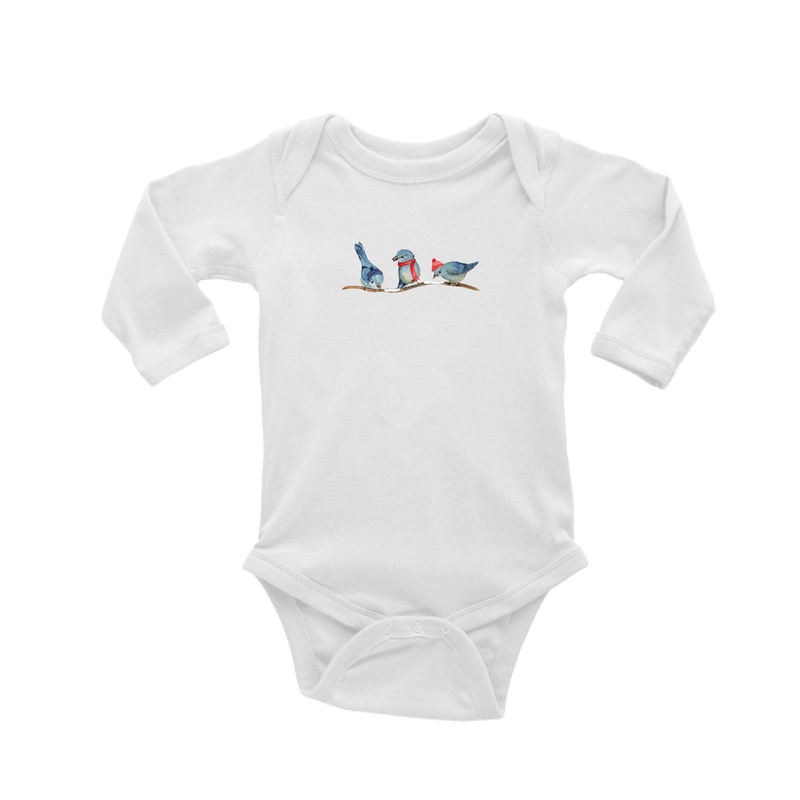 three bluebirds winter baby snap up long sleeve