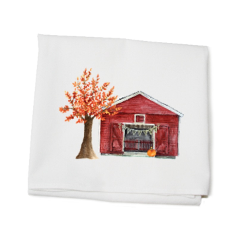 barn fall flour sack towel