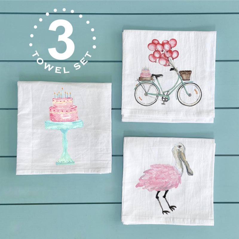 Birthday flour sack towel gift set