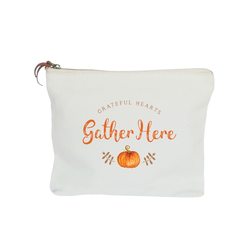 grateful hearts gather here zipper pouch