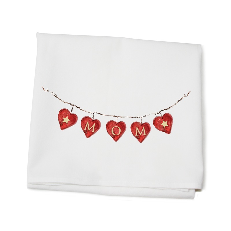 hearts on wire mom flour sack towel