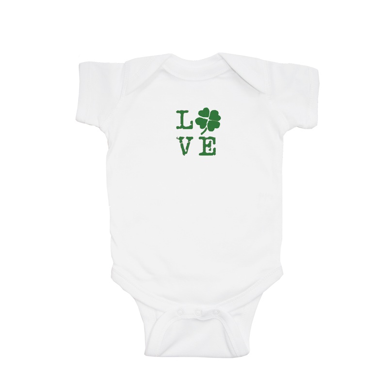 love shamrock distressed baby snap up short sleeve