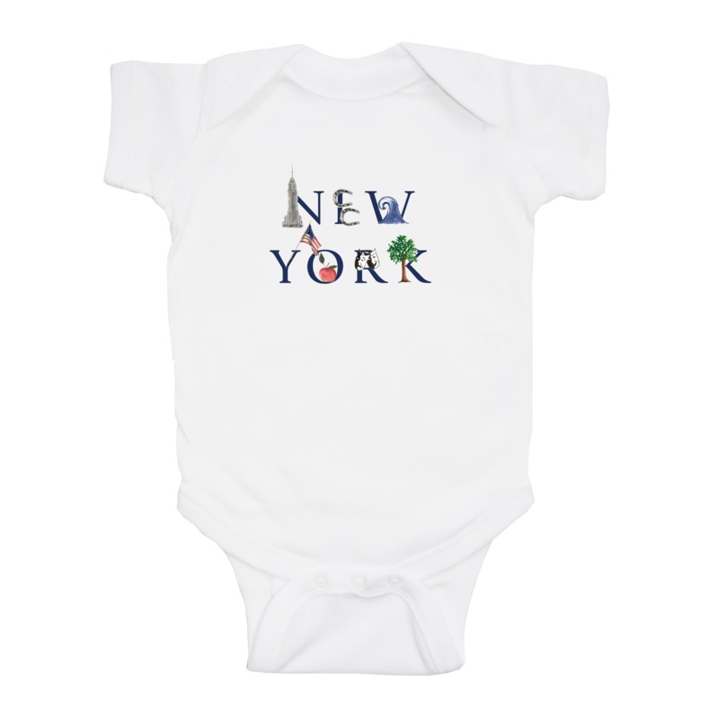 New York baby snap up short sleeve