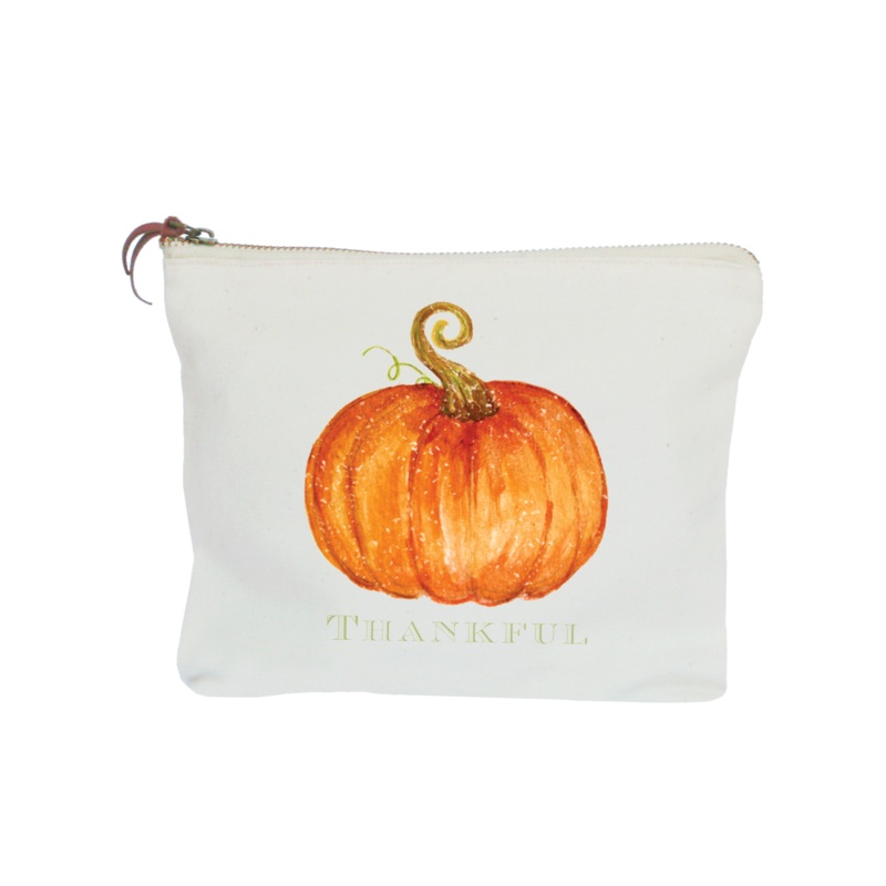 thankful pumpkin zipper pouch