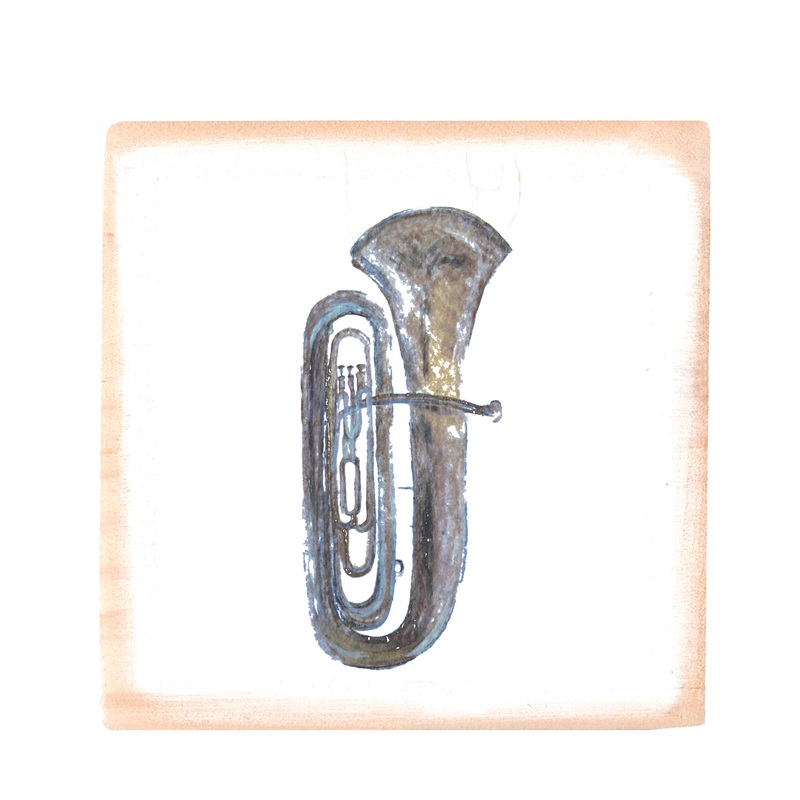 tuba square wood block