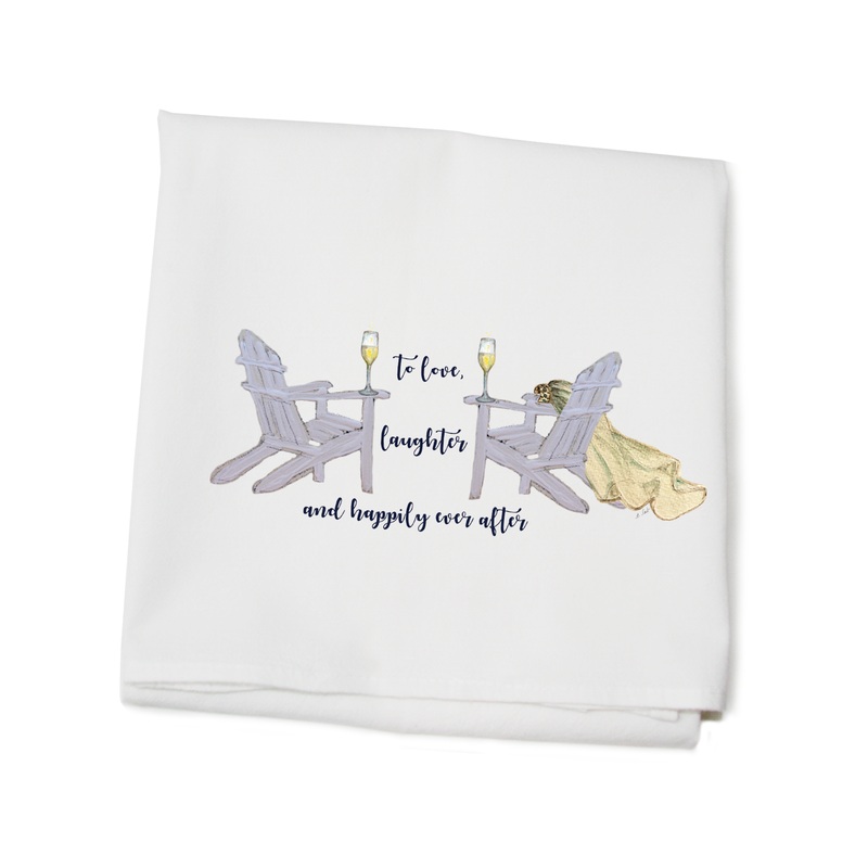 wedding to love to laughter flour sack towel