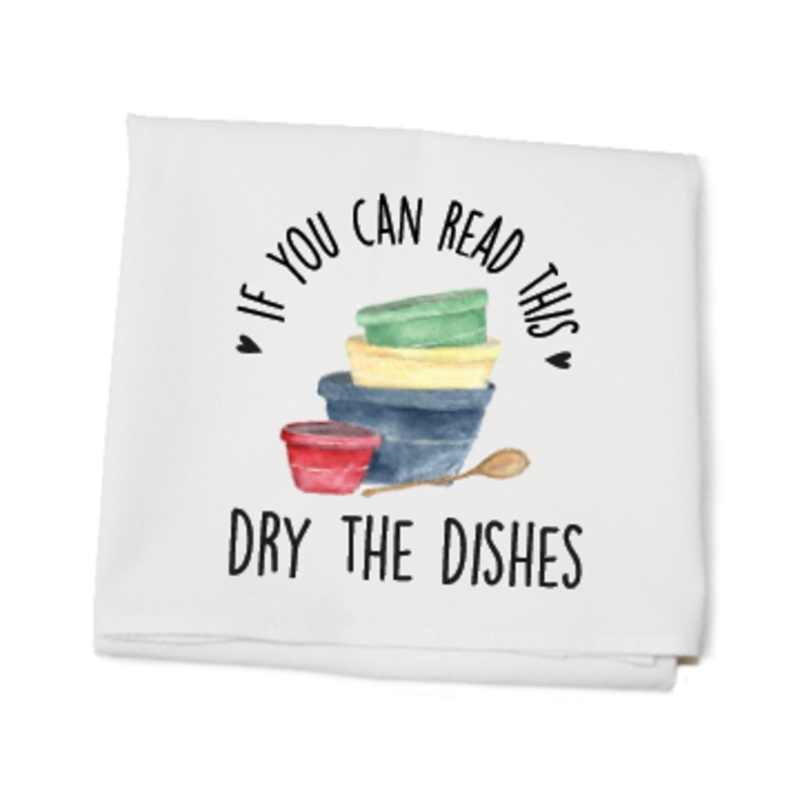dry dishes art flour sack towel