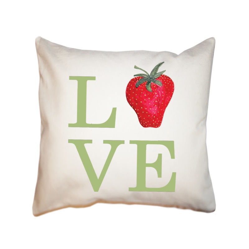 love strawberry square pillow