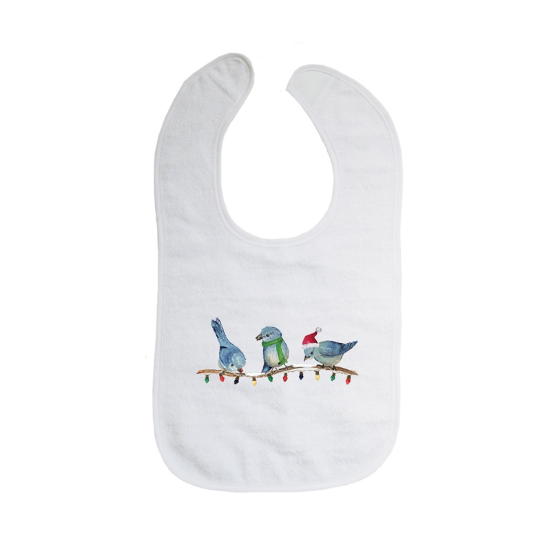 three bluebirds christmas bib