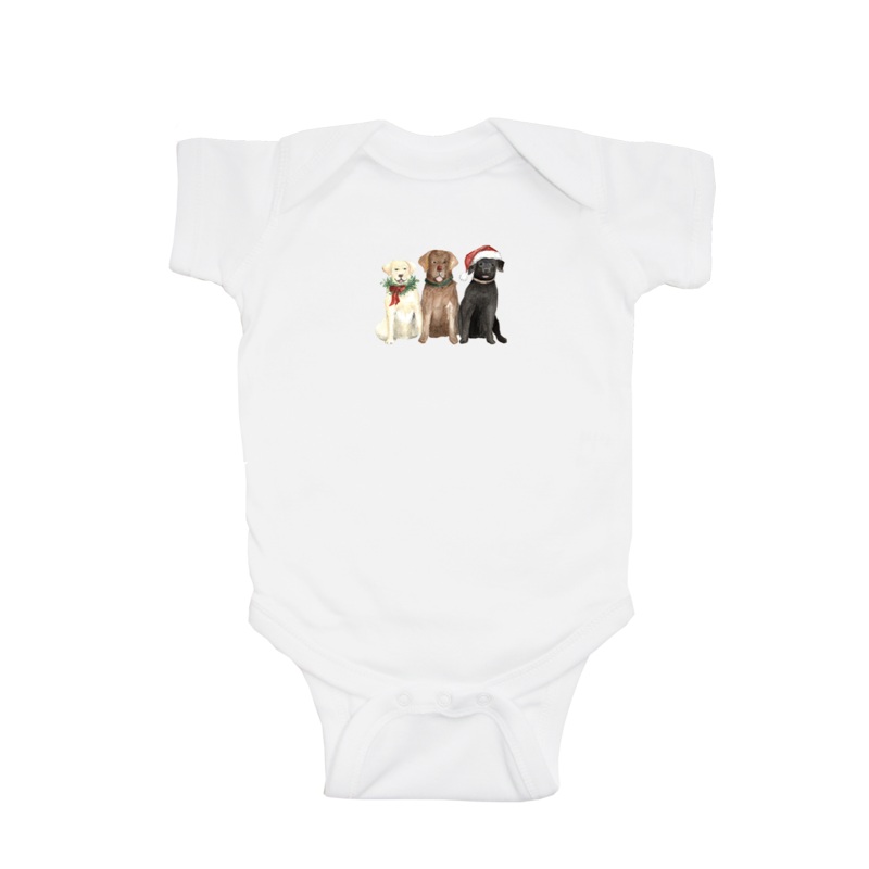 three labs holiday baby snap up short sleeve