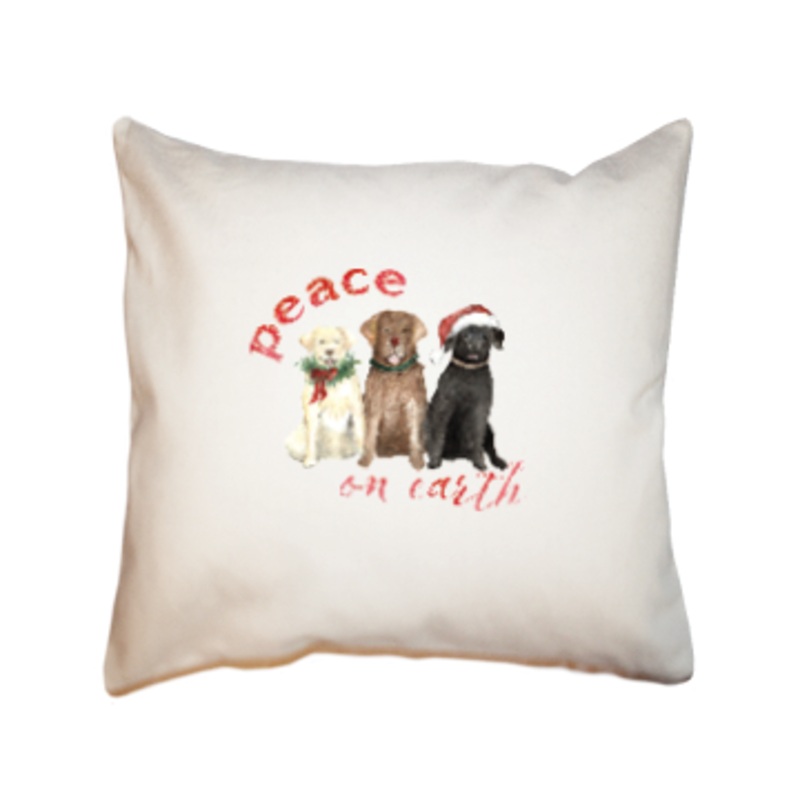 three labs peace square pillow