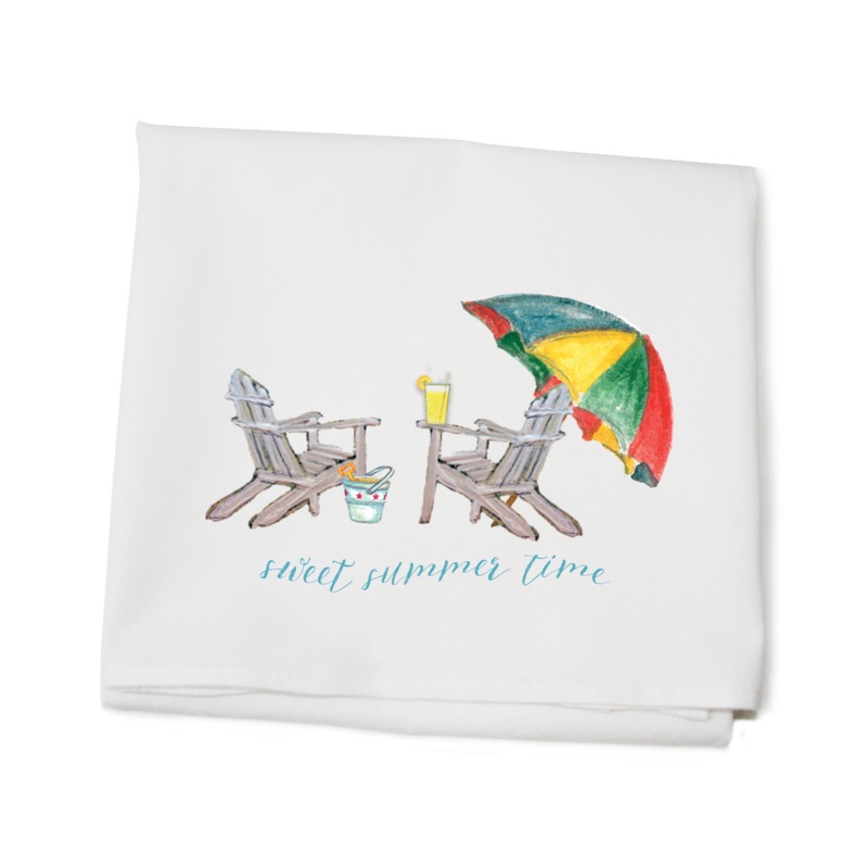 two chairs summer flour sack towel