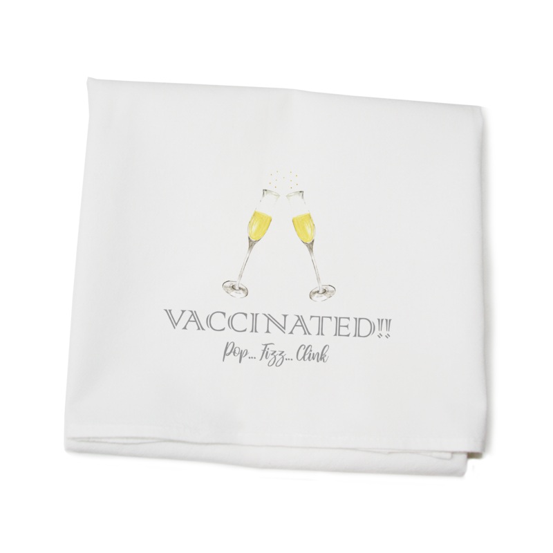 vaccine pop fizz clink flour sack towel