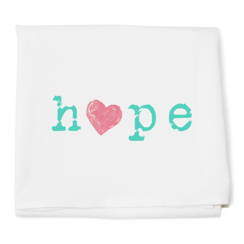 hope with heart flour sack towel