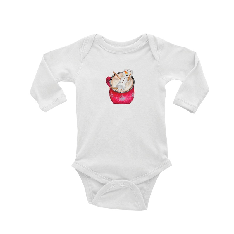 hot cocoa with snowman baby snap up long sleeve