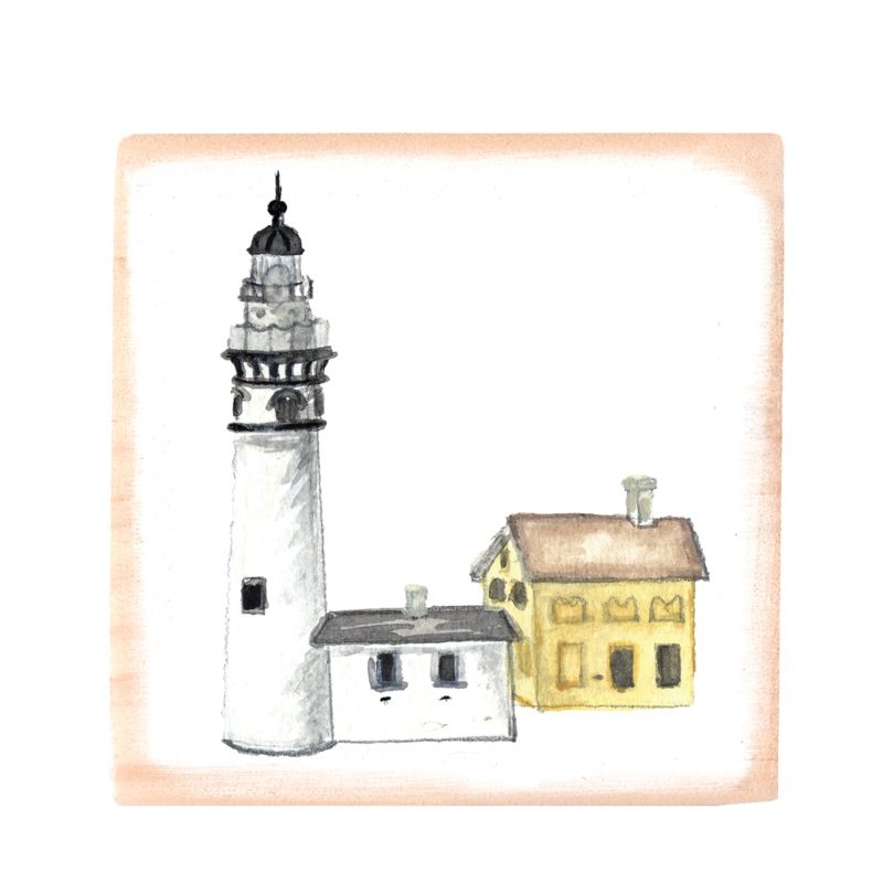 leelanau lighthouse square wood block
