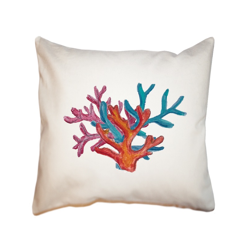 coral three colors square pillow