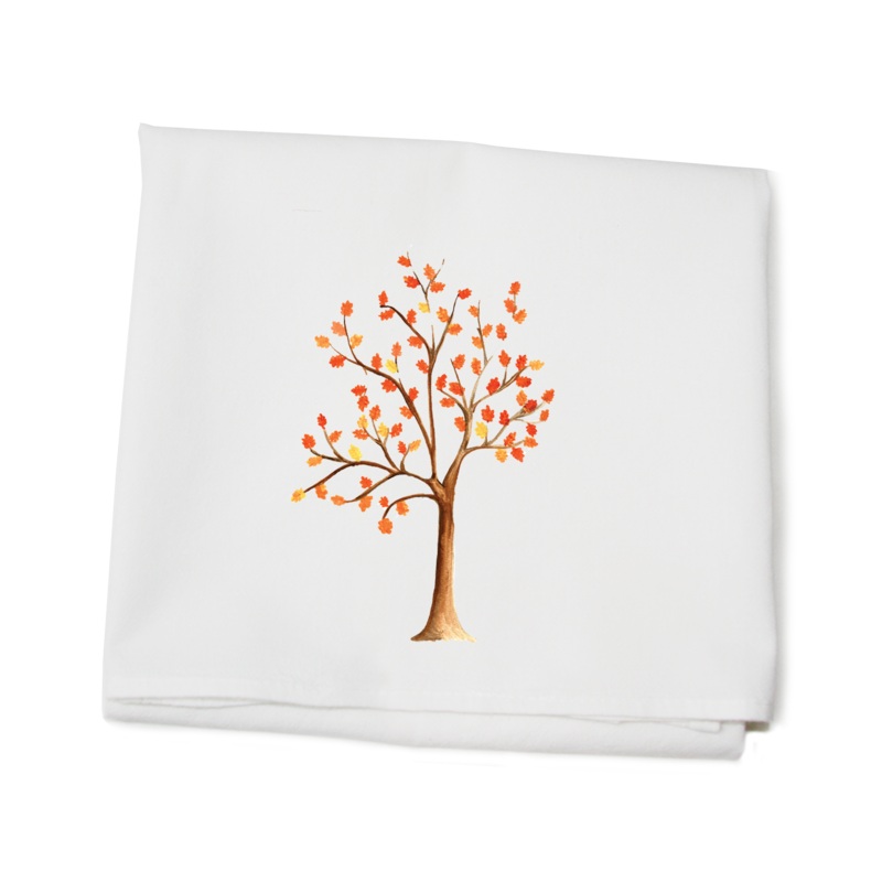fall tree flour sack towel