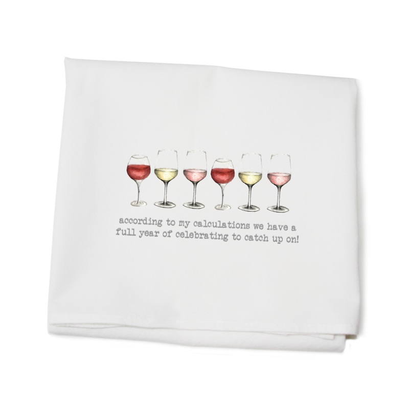 full year of catching up flour sack towel