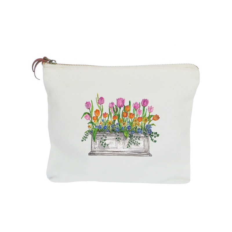 tulips in window box zipper pouch