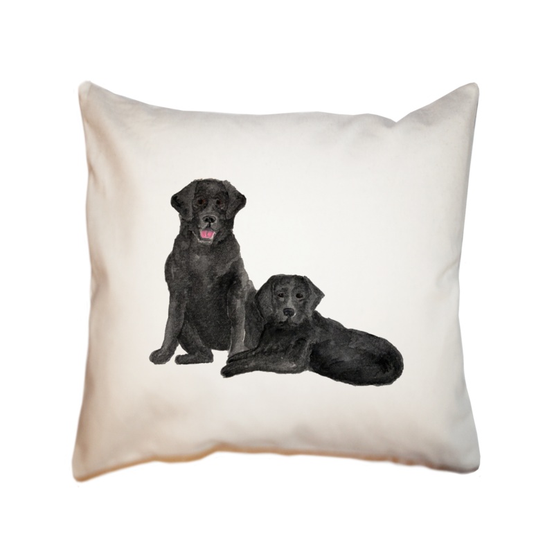 two black labs square pillow