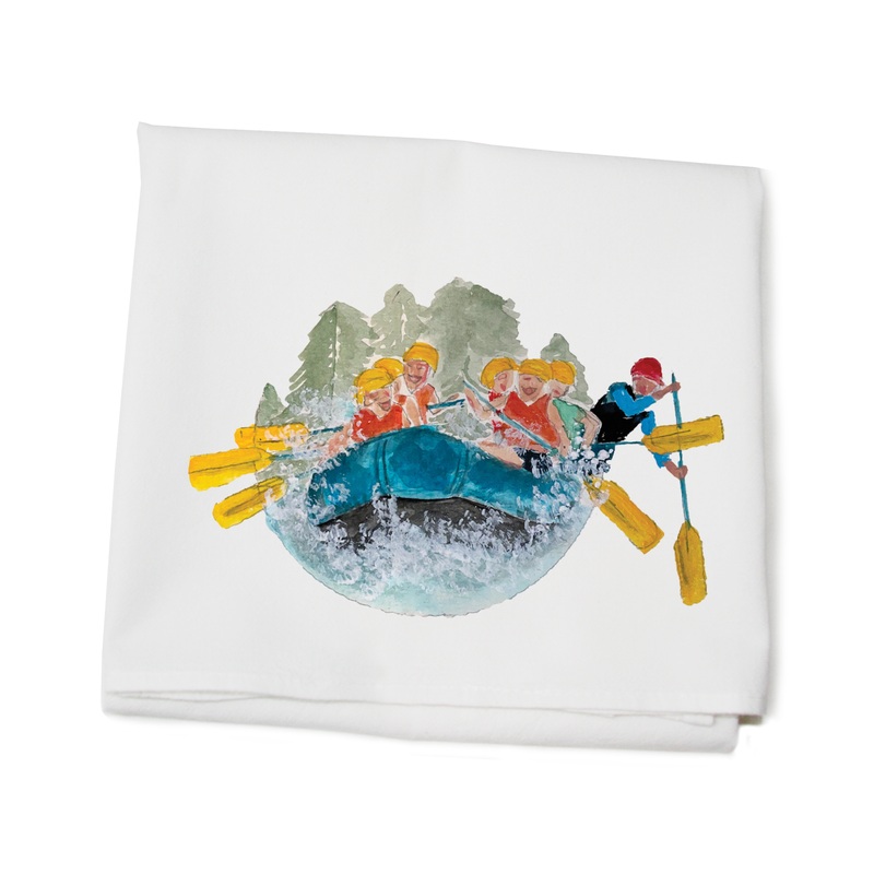 white water rafting flour sack towel