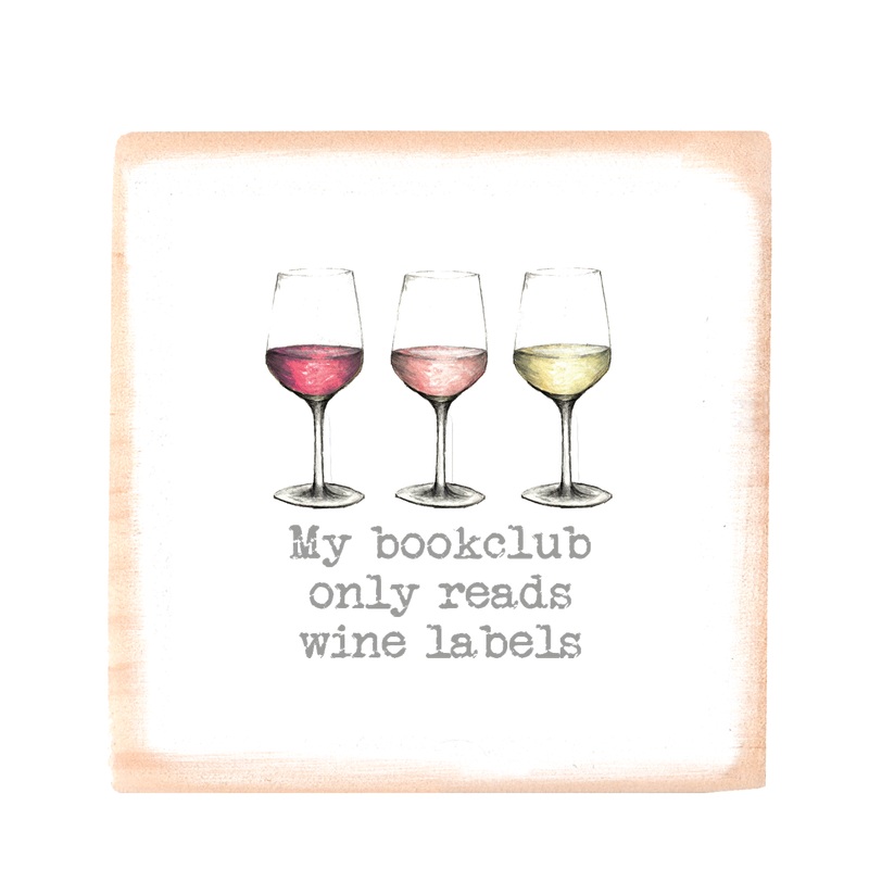 bookclub three colors wine wood block