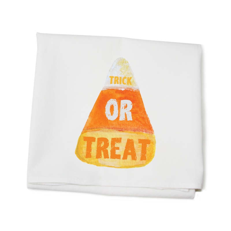 candy corn trick or treat flour sack towel