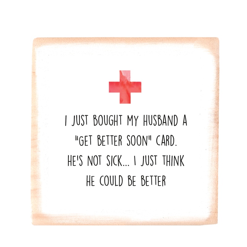 husband red cross square wood block