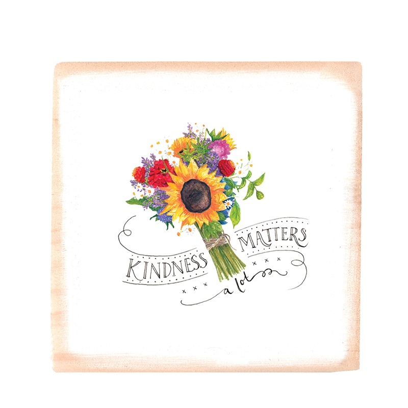 kindness square wood block