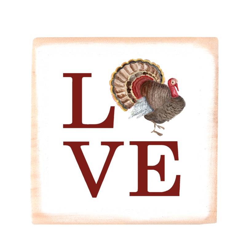 love turkey square wood block