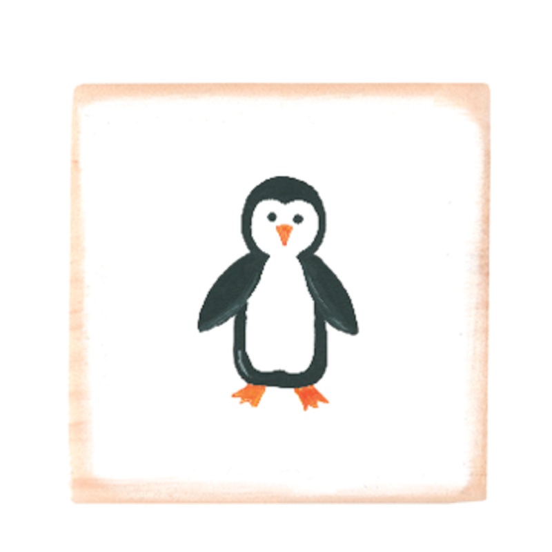 penguin square wood block