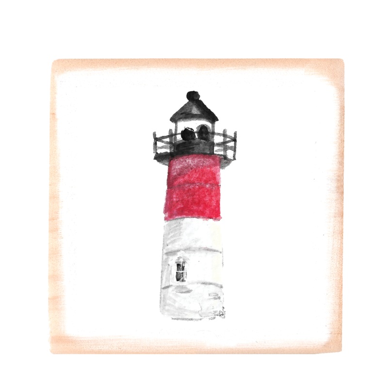 wellfleet lighthouse square wood block