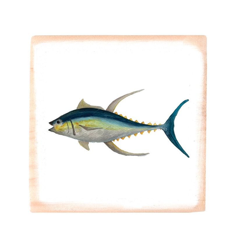 yellowfin tuna square wood block