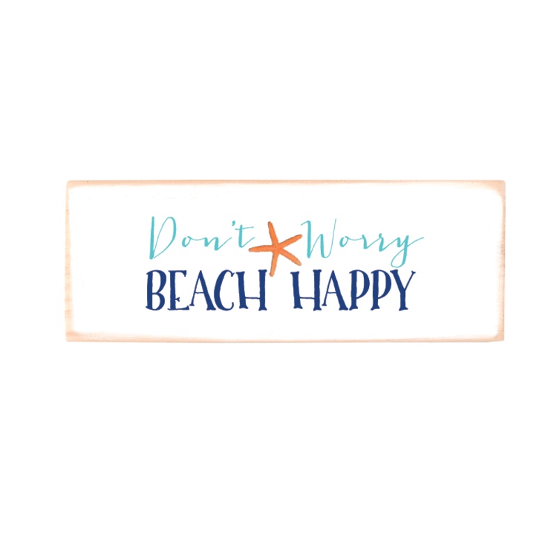don’t worry beach rectangle wood block