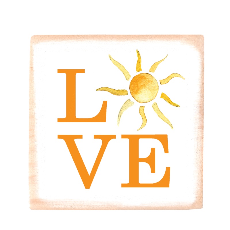 love sun square wood block