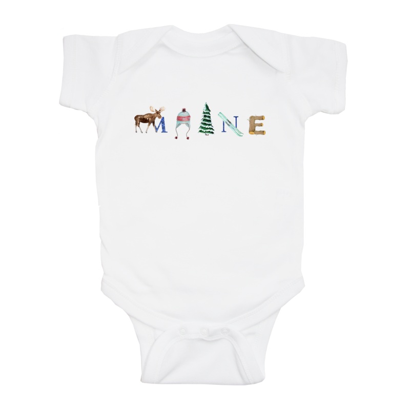 Maine Winter baby snap up short sleeve