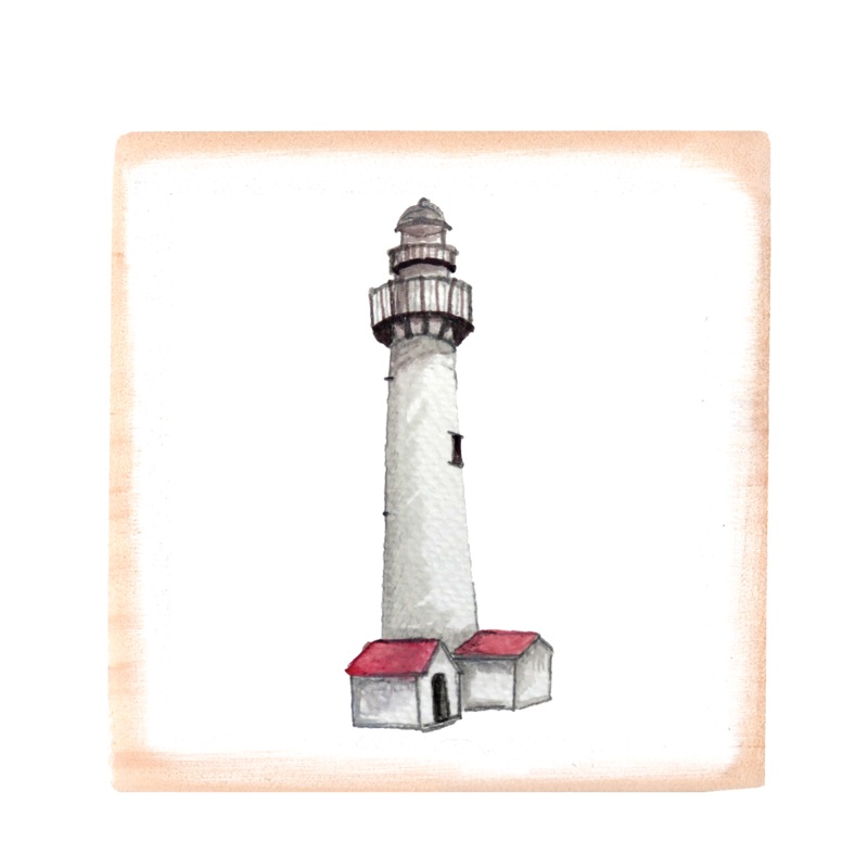 st. simon’s lighthouse square wood block