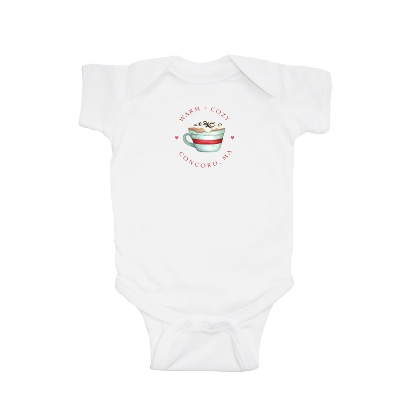 warm and cozy cocoa cup with town baby snap up short sleeve