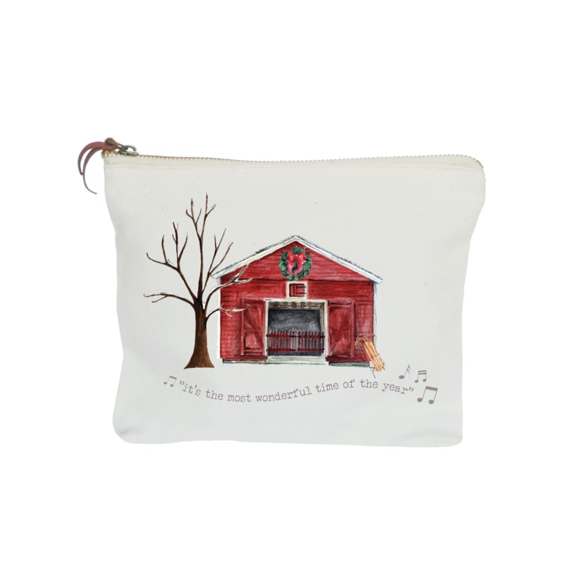 winter barn most wonderful time of year zipper pouch