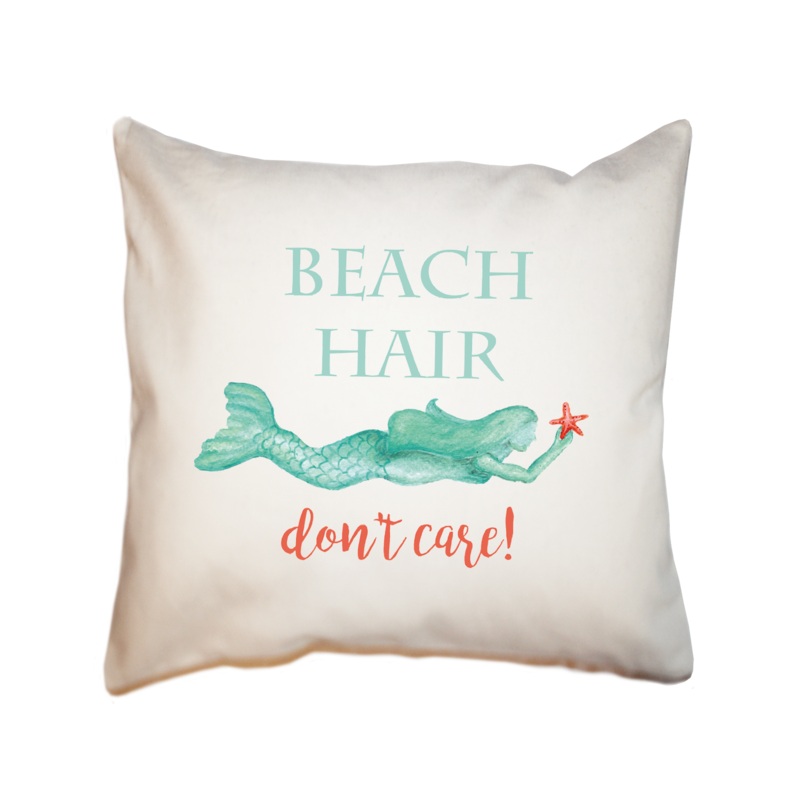 beach hair don’t care square pillow