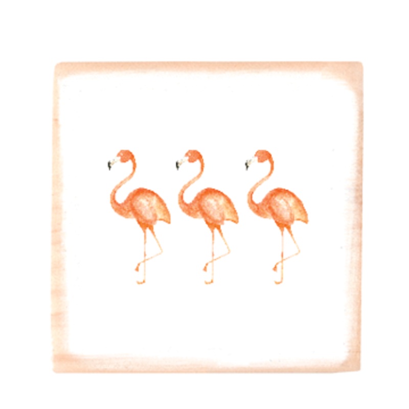 flamingo square wood block