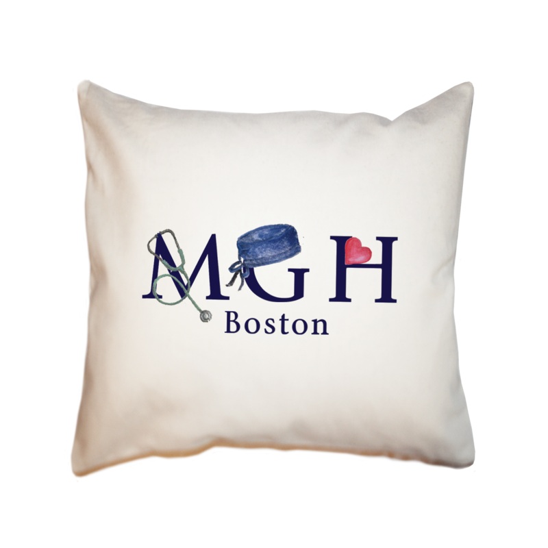 MGH Boston square pillow