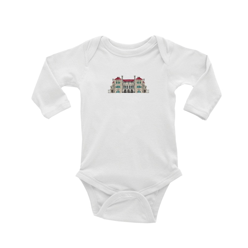 newport mansion with red roof baby snap up short sleeve