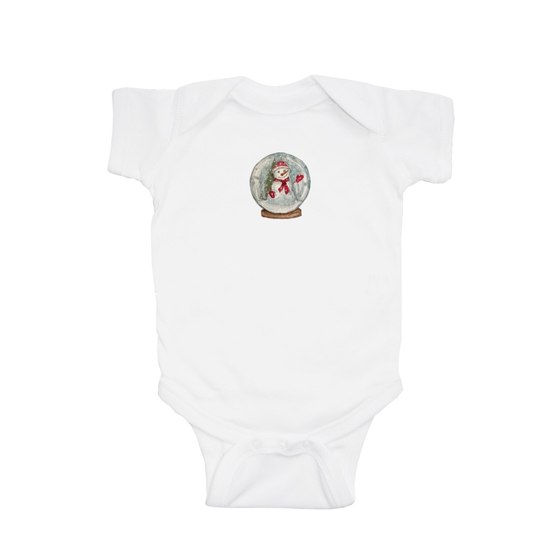 snow globe baby snap up short sleeve