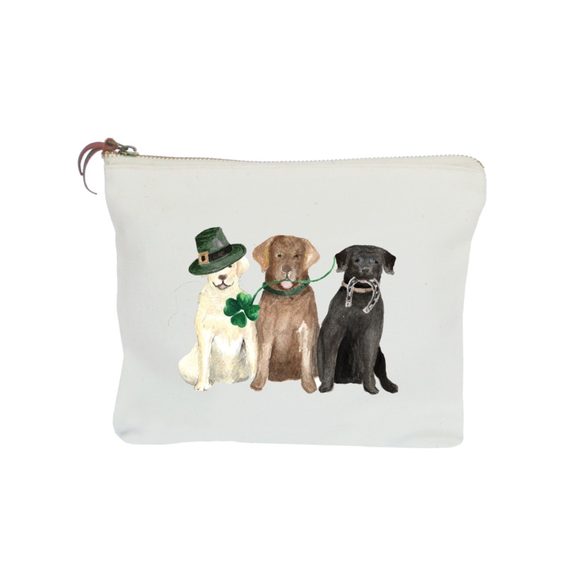 three labs st patrick’s day zipper pouch