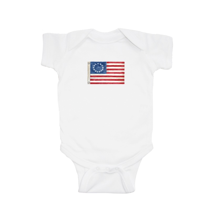 american flag baby snap up short sleeve