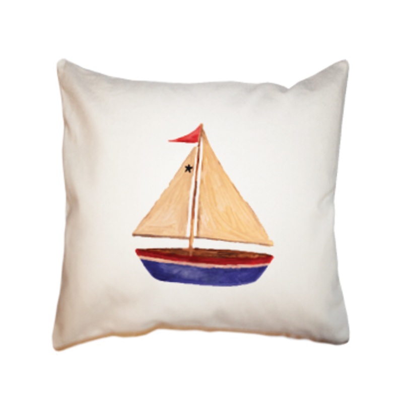 blue sailboat square pillow