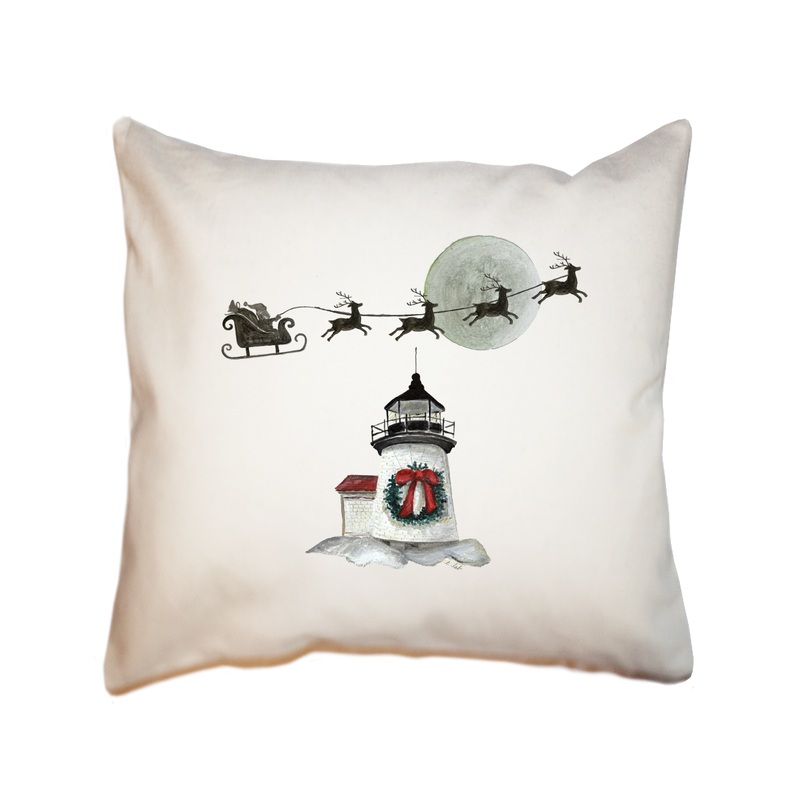 brant point with santa and sleigh square pillow