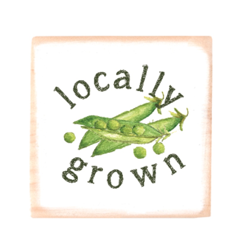 local peas square wood block